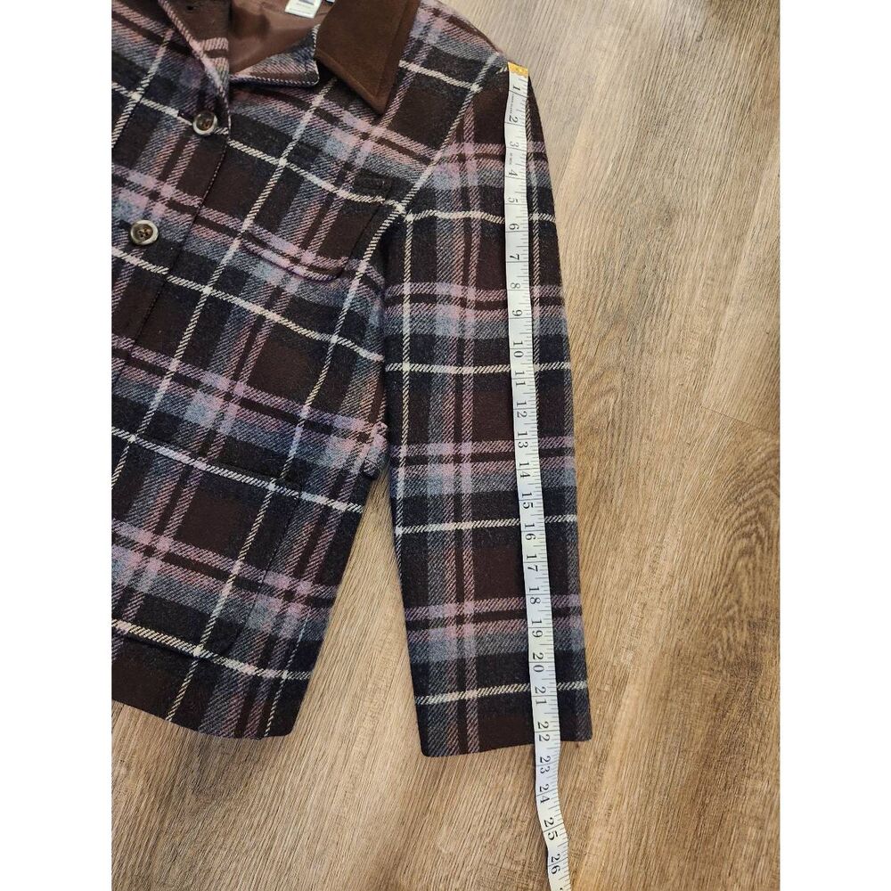 Pendelton Womens size 6 Jacket 100% Wool Plaid brown red button up pockets - Picture 4 of 7